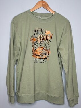 Women’s Olive Green Zach Bryan Graphic Sweatshirt with Orange Print